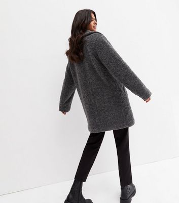 Grey teddy coat new look store