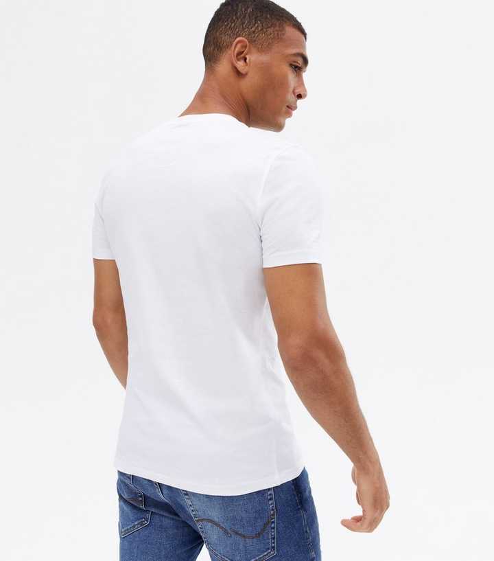 mens white muscle fit t shirt