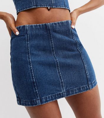 Tall Blue Knee Length Denim Skirt | New Look