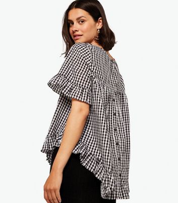 Click to view product details and reviews for Apricot Black Gingham Frill Dip Hem Top New Look.
