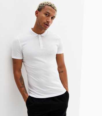 White Muscle Fit Short Sleeve Polo Shirt