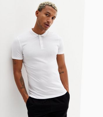 White Muscle Fit Short Sleeve Polo Shirt New Look