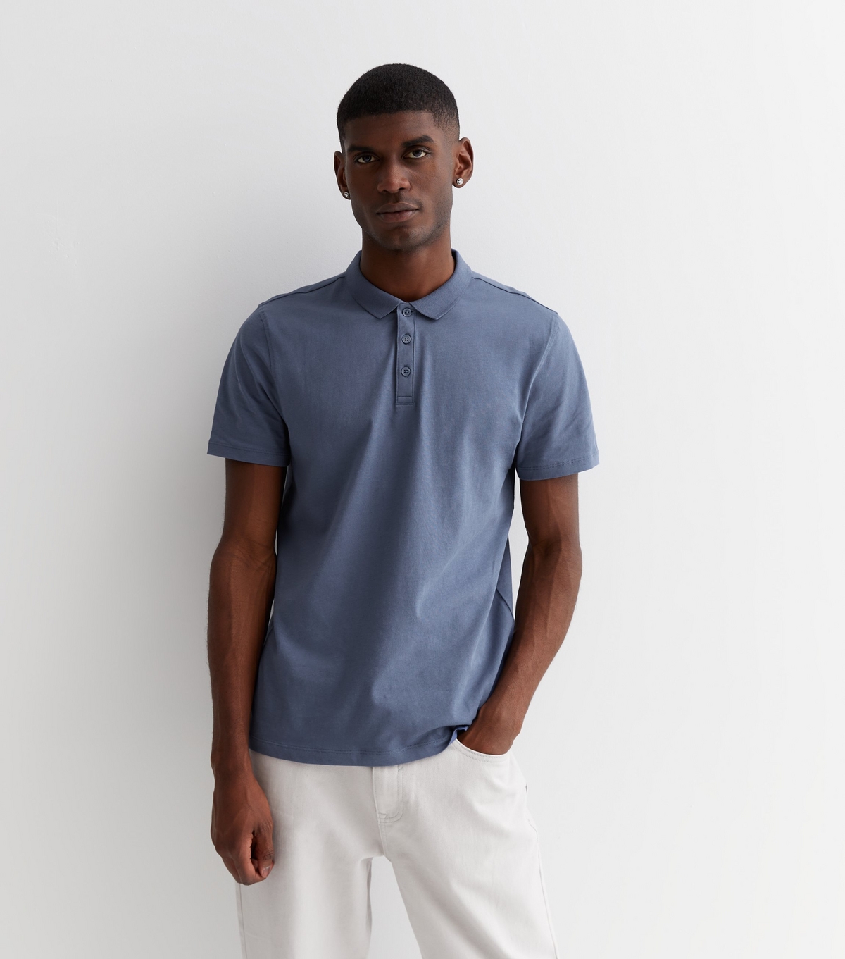 Men's Bright Blue Short Sleeve Collared Polo Shirt New Look