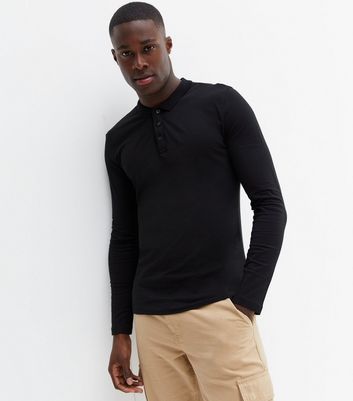 Black Long Sleeve Polo Shirt New Look