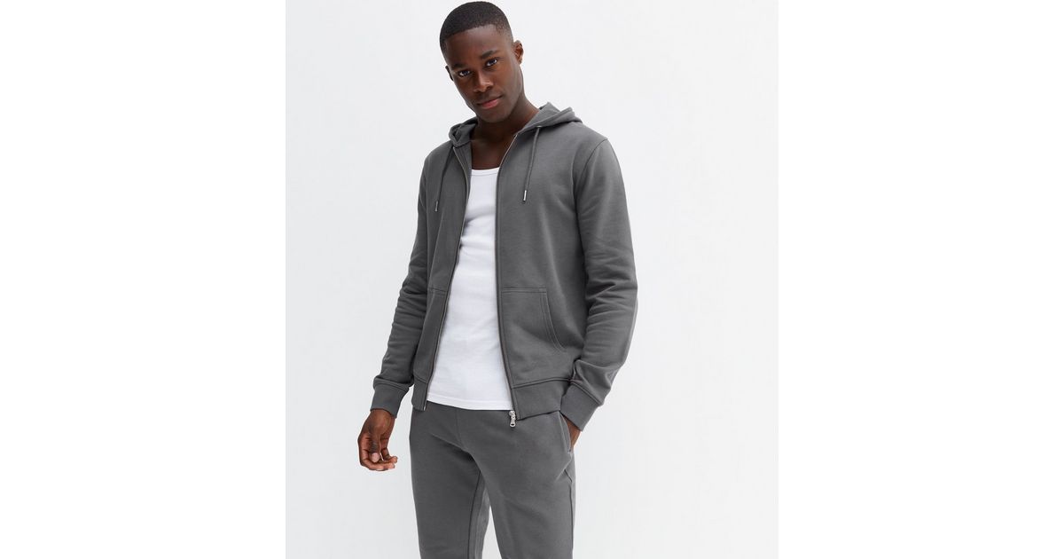 Dark Grey Long Sleeve Zip Hoodie