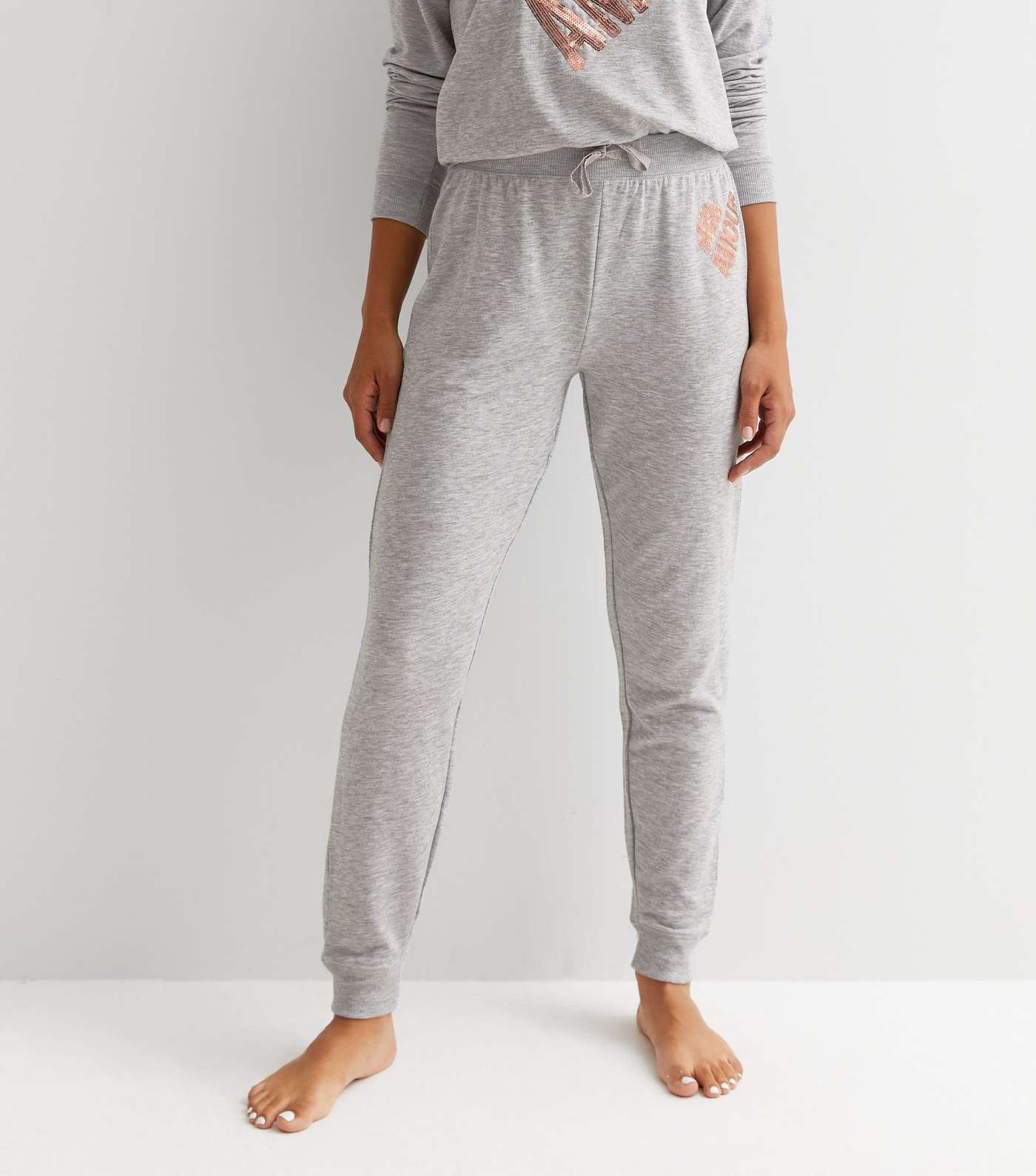 Grey Sequin Amour Logo Lounge Joggers Image 2