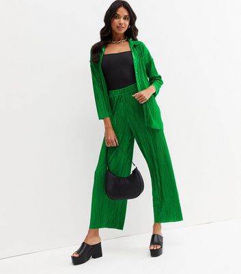 Tall Green Floral Wide Leg Crop Trousers  New Look