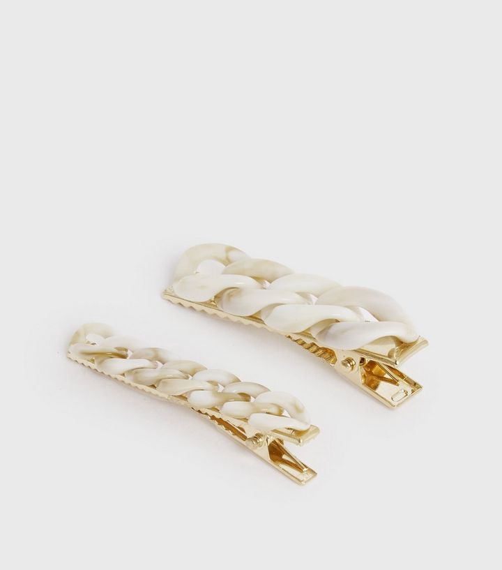 2 Pack Stone Resin Chain Hair Clips | New Look 2 Pack Stone Resin Chain Hair Clips | New Look