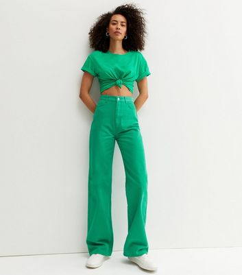 Click to view product details and reviews for Tall Green High Waist Adalae Wide Leg Jeans New Look.