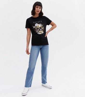 Click to view product details and reviews for Black Metallic Skull Beyond Logo T Shirt New Look.