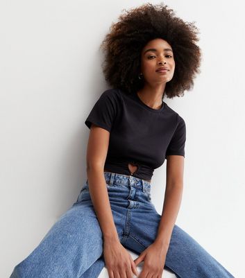 Click to view product details and reviews for Black Heart Cut Out Crop Top New Look.