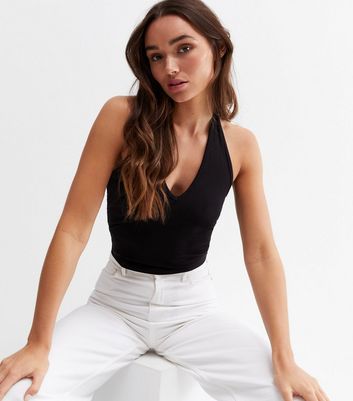Black Jersey Halter Top | New Look