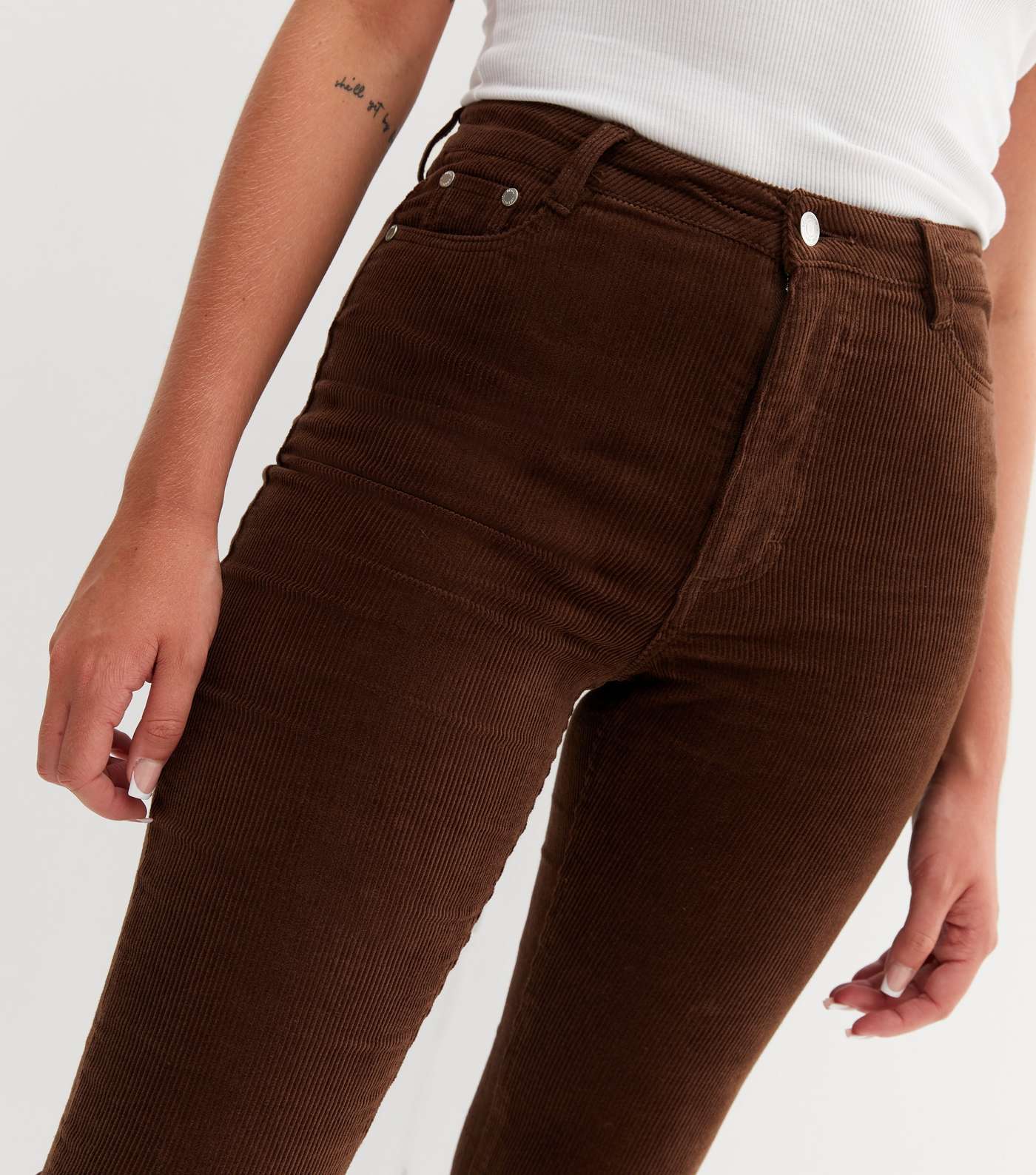 Tall Dark Brown Cord Flared Trousers Image 3