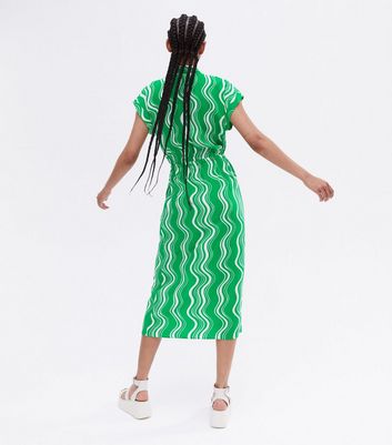 zara green wavy dress