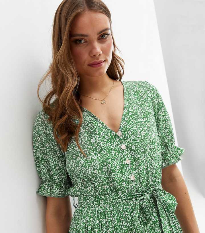 Ditsy Floral Dress Green