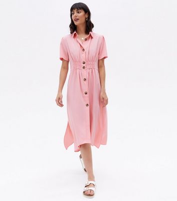 Cameo Rose Bright Pink Shirred Waist 
