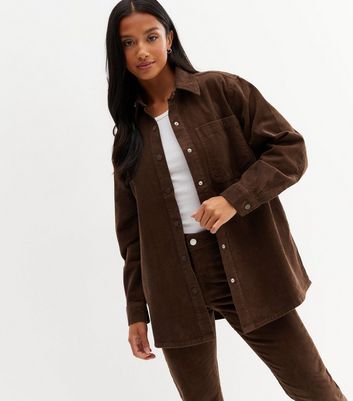 Petite Dark Brown Cord Jacket New Look