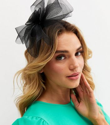 Black Mesh Flower Fascinator Headband 