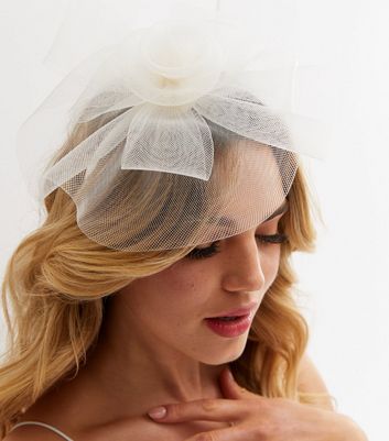 white mesh fascinator