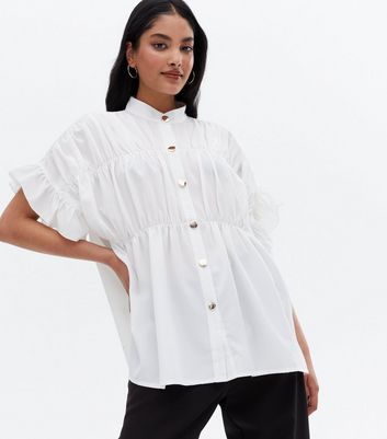 Click to view product details and reviews for Cameo Rose White Pleated Oversized Blouse New Look.