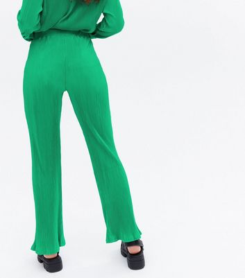 Click to view product details and reviews for Cameo Rose Green Pliss&eacute; Trousers New Look.