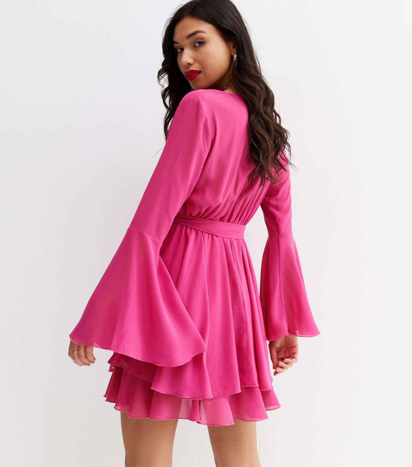 Cameo Rose Bright Pink Mini Wrap Dress Image 4