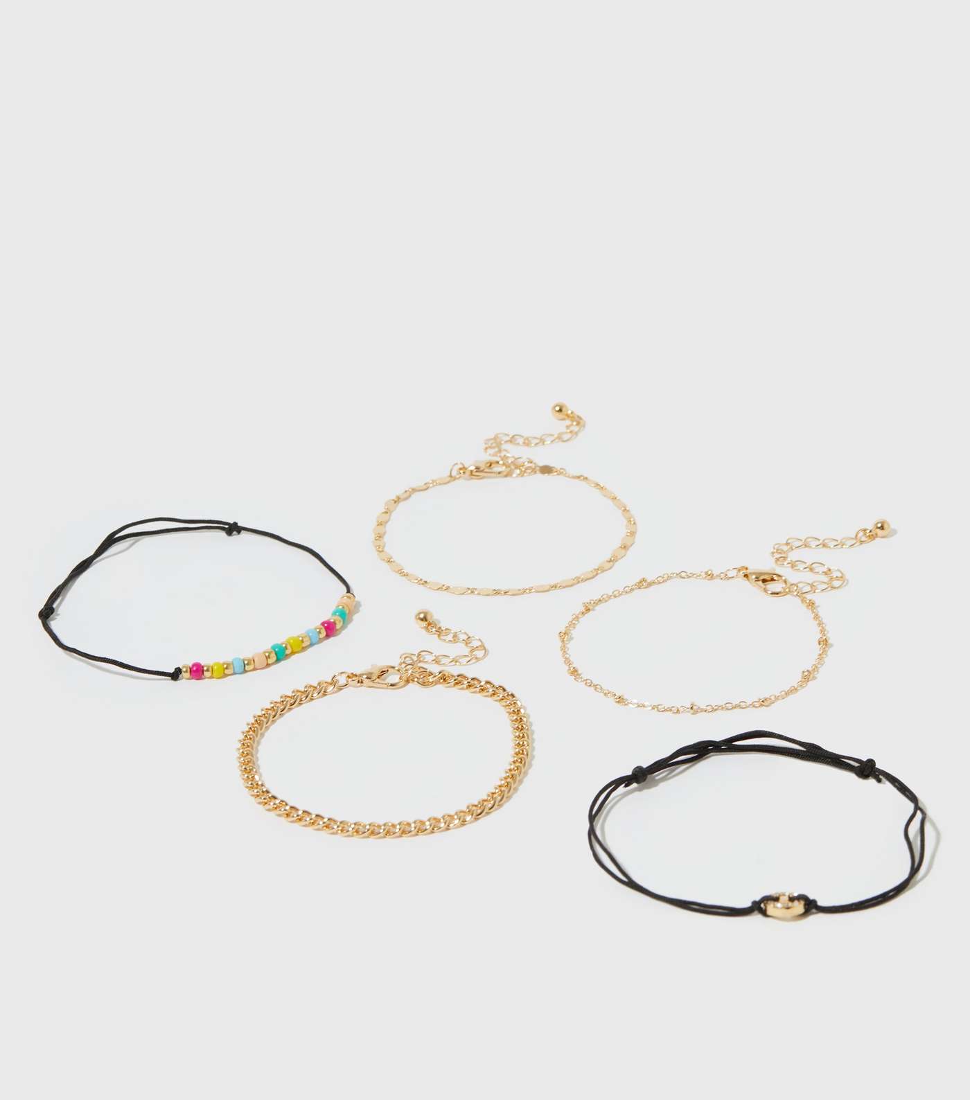 5 Pack Beaded Chain Bracelets