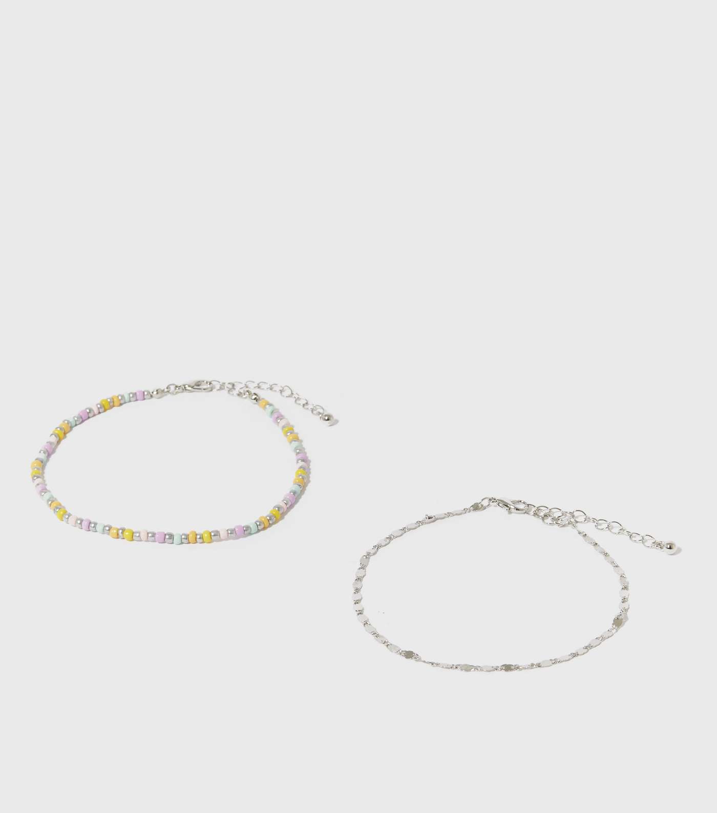 2 Pack Silver Beaded Anklets Image 2