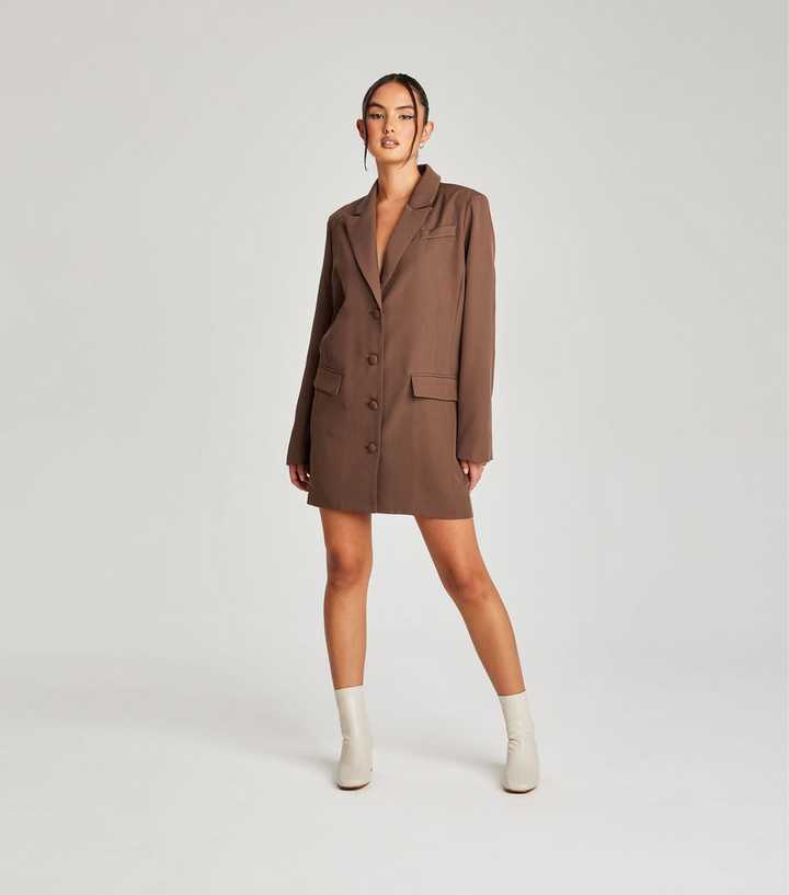 Urban Bliss Dark Brown Oversized Mini Blazer Dress