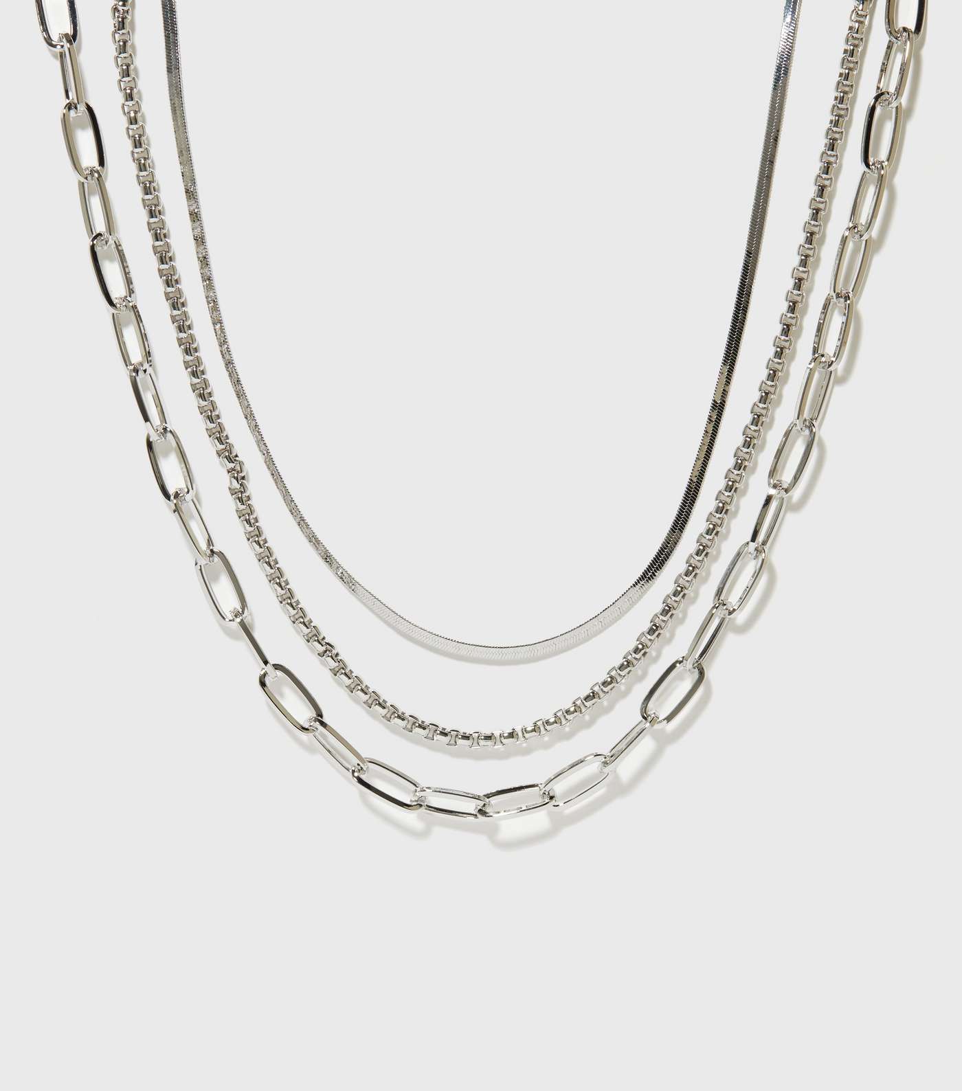 Silver Link Chain Layered Necklace