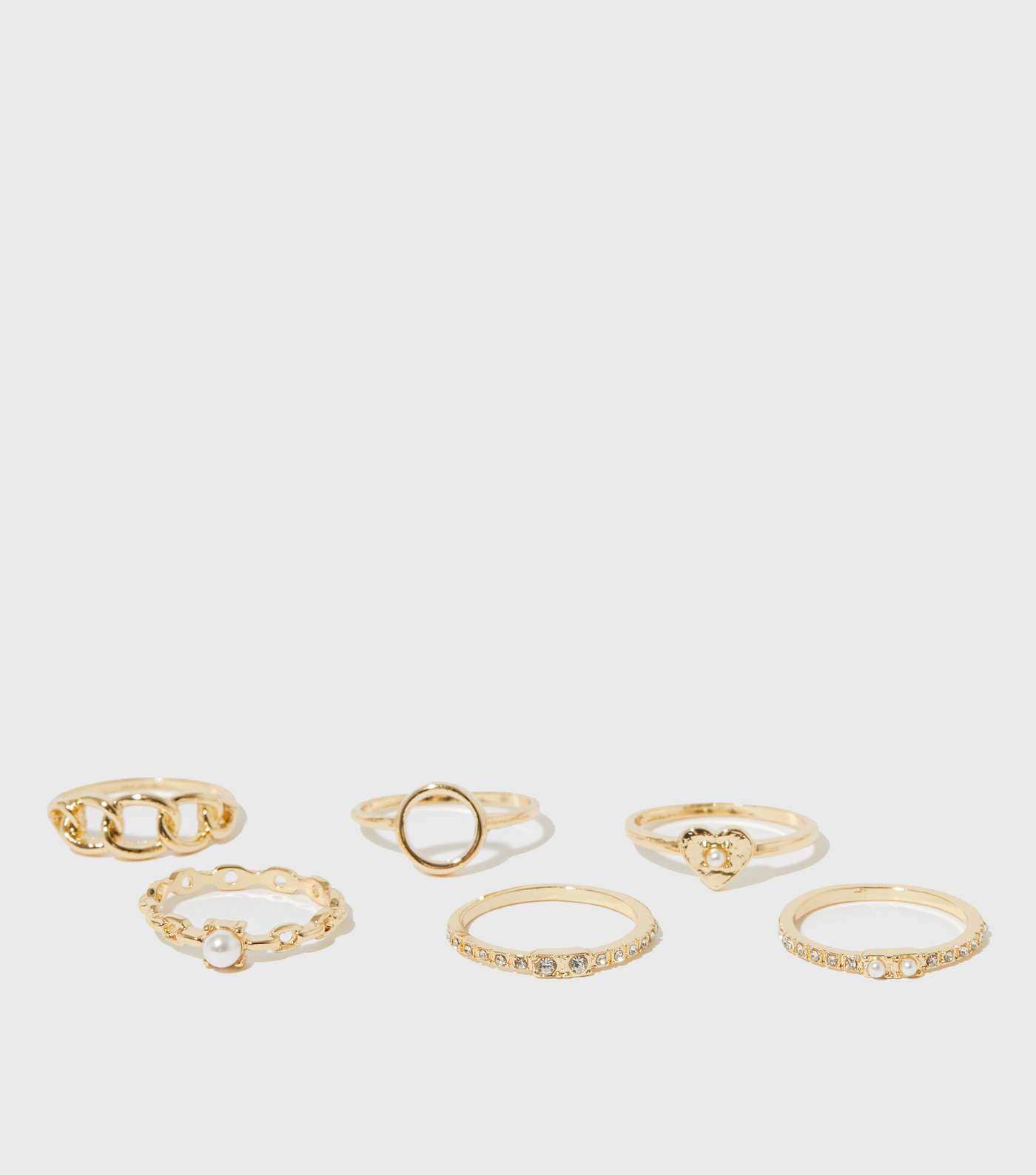 6 Pack Gold Faux Pearl Rings