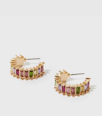 Gem on sale hoop earrings