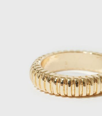 Gold Textured Ring New Look