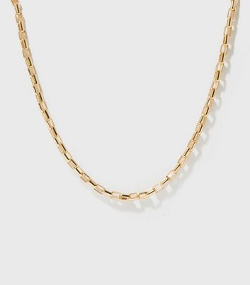 Gold box link chain necklace