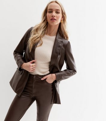 Leather look blazer best sale