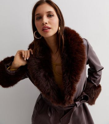 New look faux 2025 fur trim coat