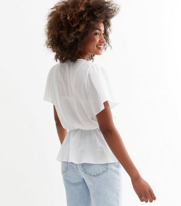 Frill Tie Waist Wrap Peplum Blouse 