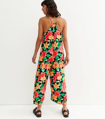 strappy floral jumpsuit