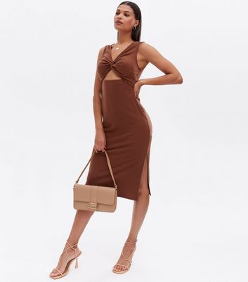 Sleeveless Twist-Front Midi Dress