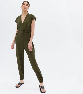 Khaki green store jumpsuit new look