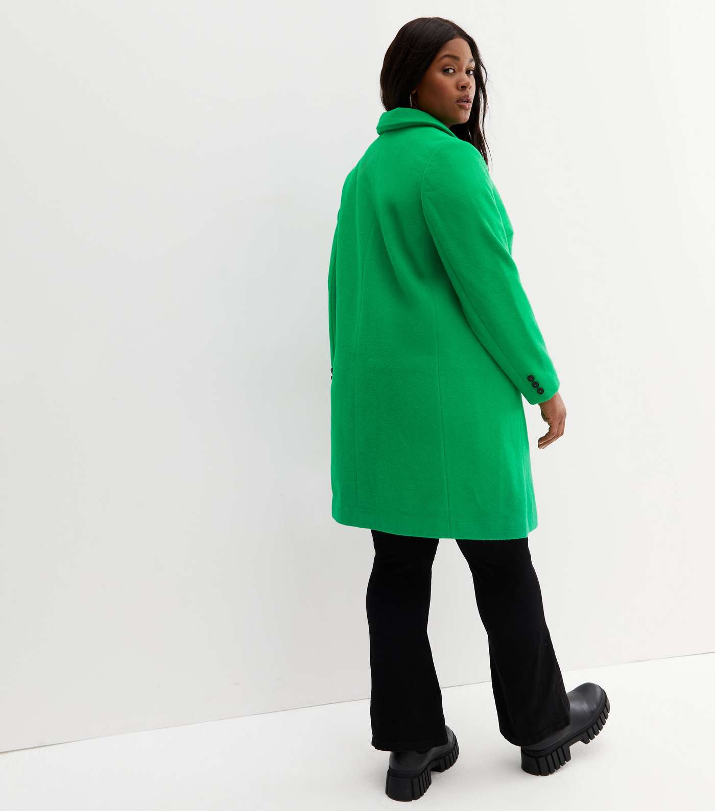 Curves Green Lined Long Formal Coat Image 4