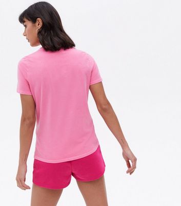 Click to view product details and reviews for Bright Pink Overdyed Beverly Hills Logo T Shirt New Look.