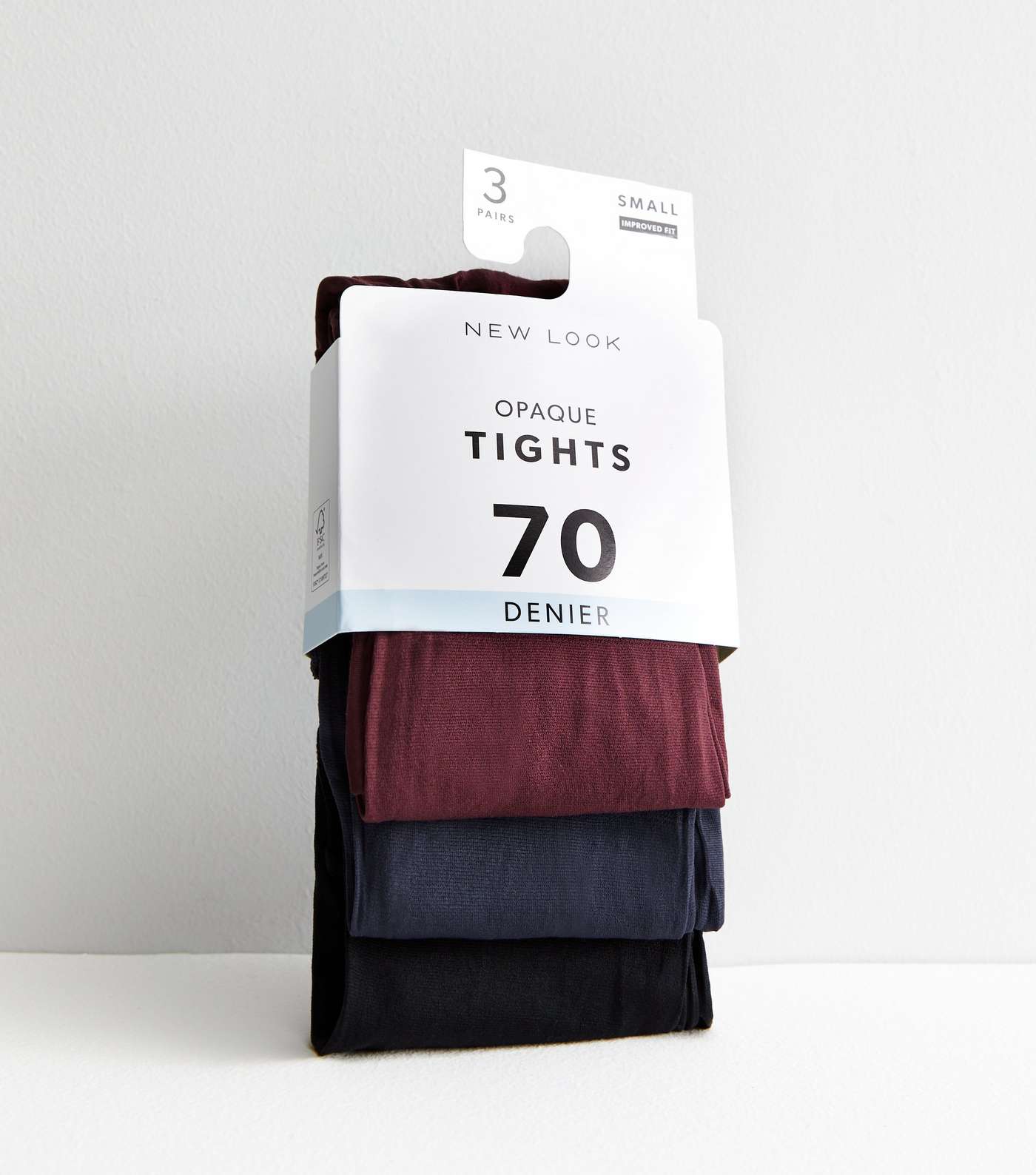 3 Pack Dark Red Black and Grey 70 Denier Opaque Tights