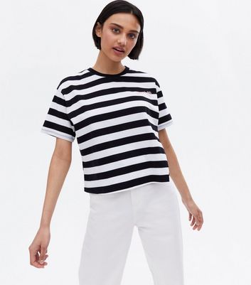 Damen Bekleidung Black Stripe Happiness Logo Boxy T-Shirt
