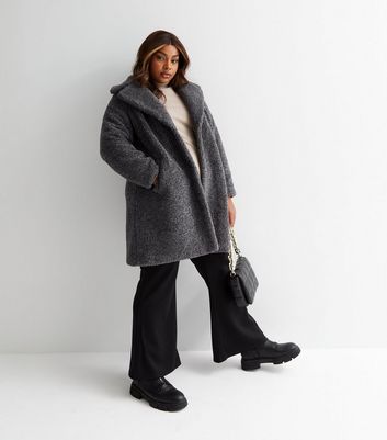 New look faux fur clearance short coat in grey