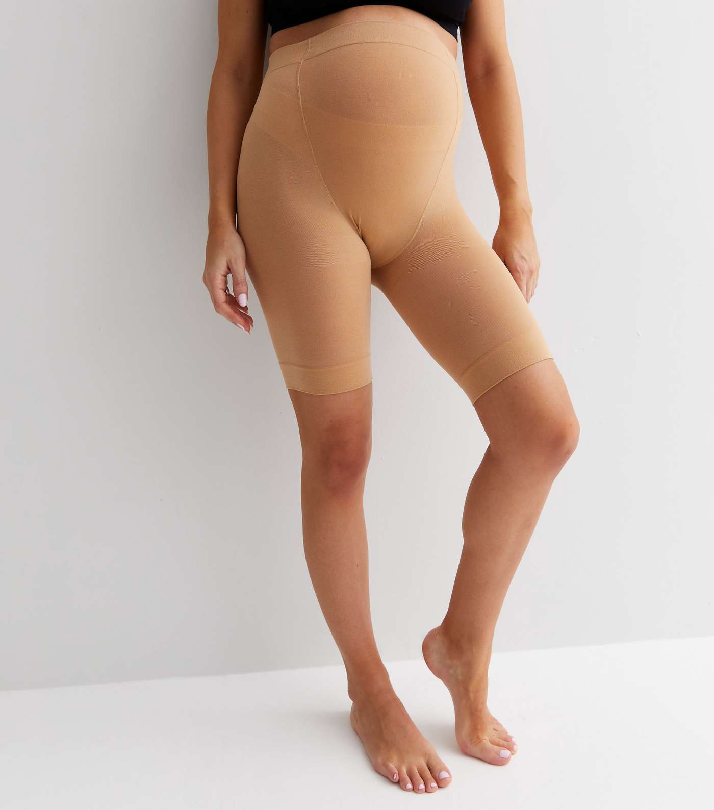 Maternity Tan 80 Denier Thigh Length Anti Chafing Shorts