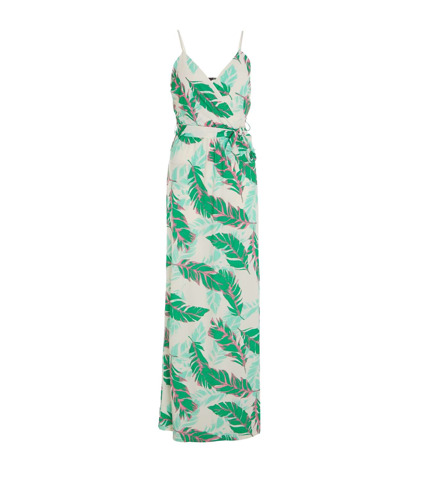 QUIZ Green Tropical Tie Waist Maxi Wrap Dress Image 4
