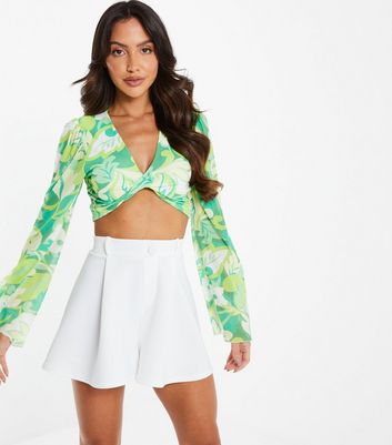 QUIZ White High Waist Flippy Shorts 