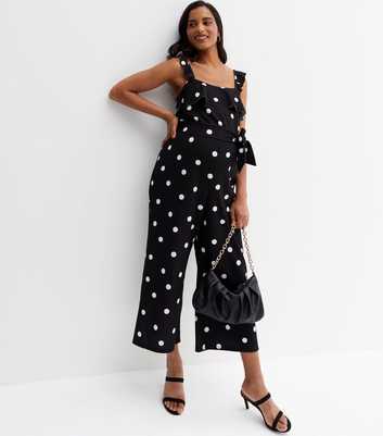 Maternity Black Spot Frill Crop Jumpsuit