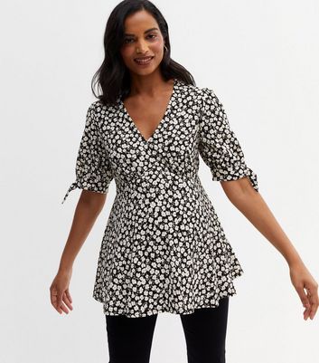 Maternity Black Ditsy Floral Textured 
